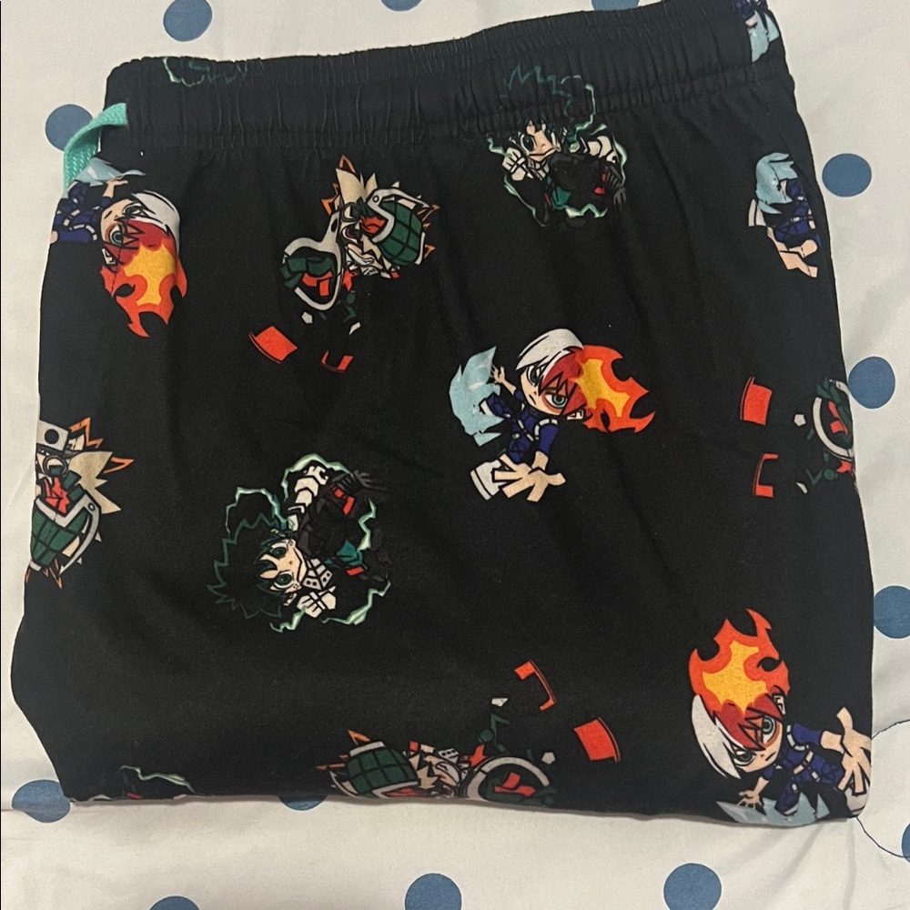 Hot Topic My Hero Academia Pajama Bottoms With  Todoroki, Bakugo and Midoriya